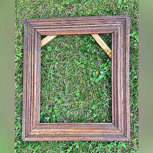 Home Antique Vintage wall mounted metal wire Wood Frame‎ no glass walnut tone